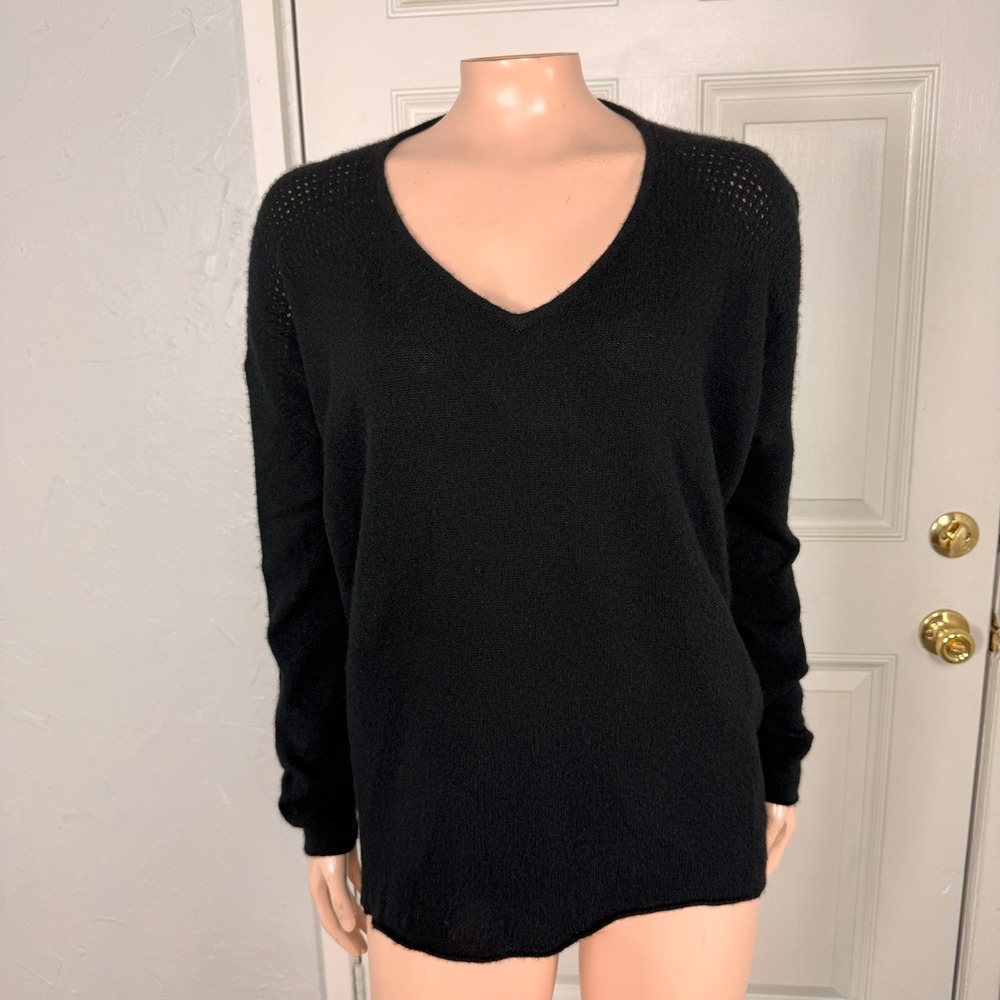Velvet Graham Spencer Women's Sweater P Cashmere V-neck L/S Open Knit Z3-7